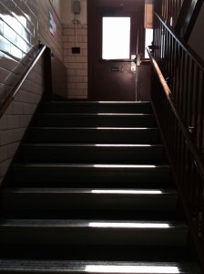 Steps into school basement